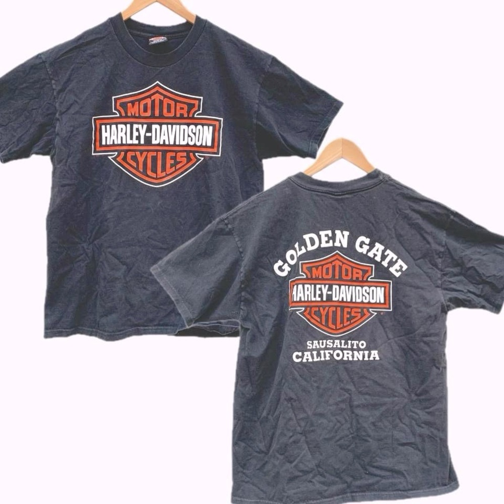 VINTAGE 1996 Harley-Davidson Golden Gate Sausalito CA SINGLE STITCH t-shirt LRG